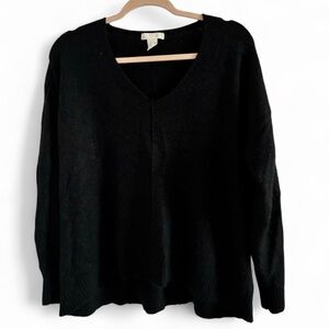 H&M Classic Black V-Neck Sweater Relaxed Fit XL